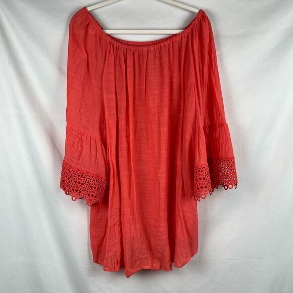 EST. 1946 Embroidered Sleeves Coral Peasant Blouse 26/28W - Picture 4 of 13
